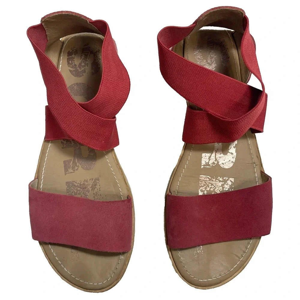 Sorel Ella II Sandals Red Full Grain Leather Womens‎ 9 UK 7 EU 40
